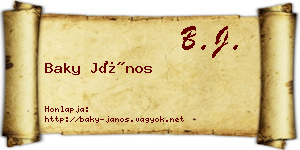 Baky János névjegykártya